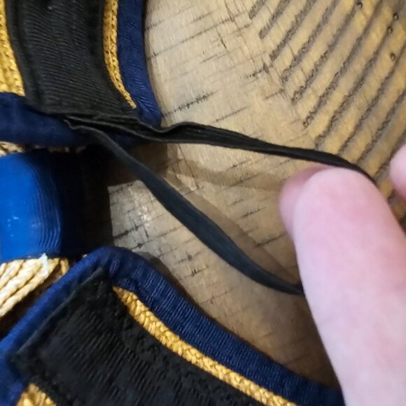 Nautical Sailing Straw Hat Open Top Adjustable One Size Navy Bow Ponytail Holder - Picture 5 of 6